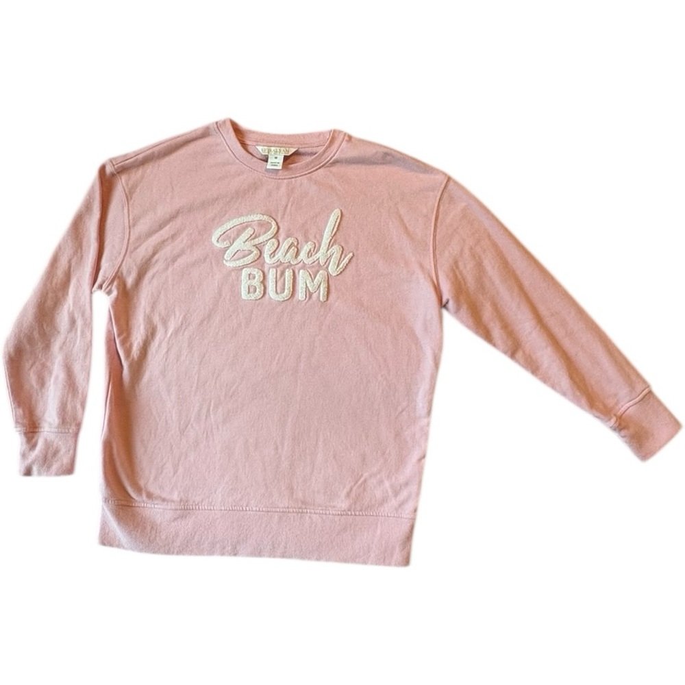 Shiraleah Beach Bum Pink Crewneck Sweatshirt with White Appliqué Women’s Medium